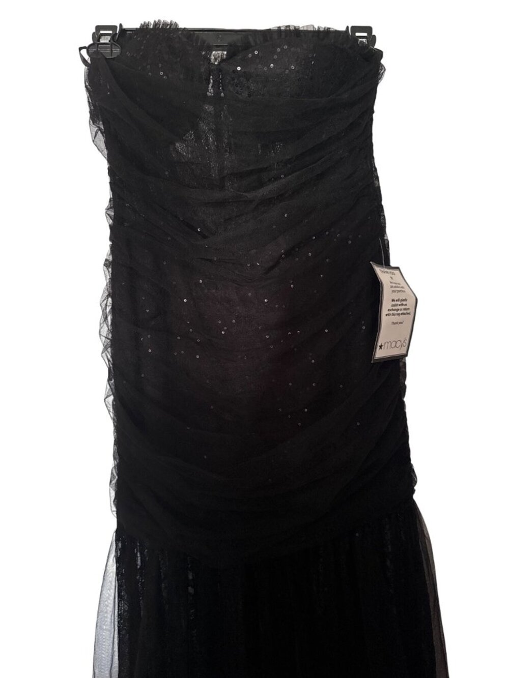 NWT Betsy & Adam Sequined Lace Corset Gown Black Size 12 - Picture 8 of 11